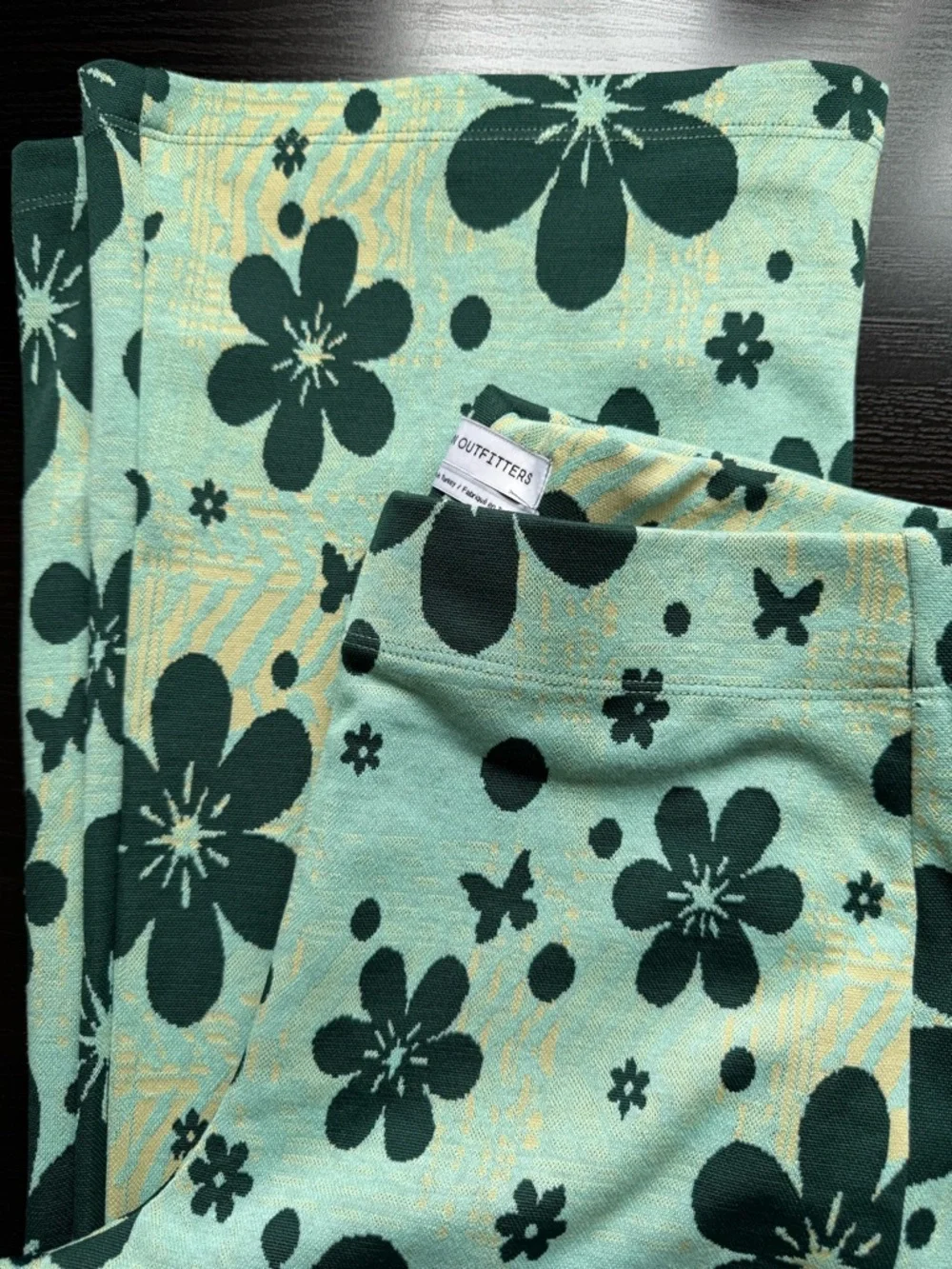 Urban Outfitters Floral Flare Pants Green Y2K Mod Stretch Trousers Small